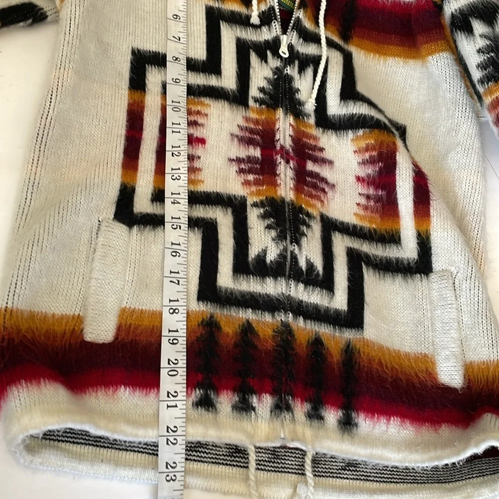 Tejidos Ruminahui Aztec Tribal Native Boho Fuzzy Full Zip Hoodie Sweater sz 8 - Picture 8 of 8